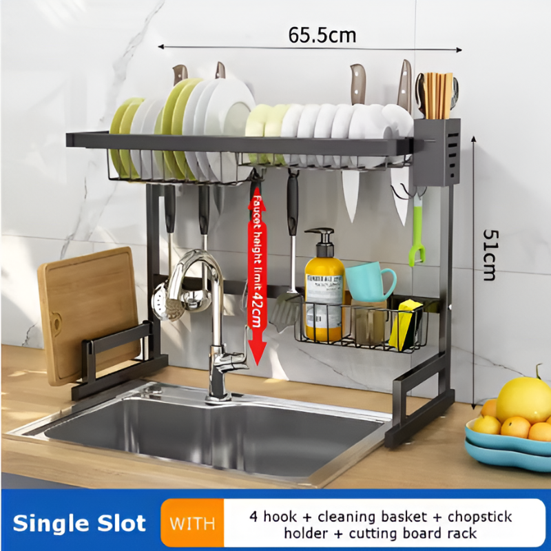 Stainless Steel Dish Drying Rack – Space-Saving Kitchen Sink Organizer