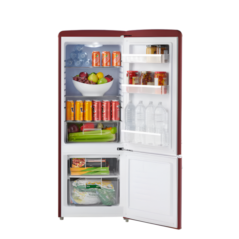 Retro FF1 7 Cu. Ft. Bottom-Freezer Refrigerator – Vintage Wine Red Design & Modern Cooling