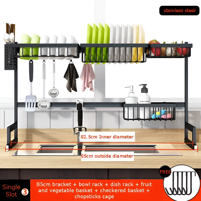 Stainless Steel Dish Drying Rack – Space-Saving Kitchen Sink Organizer