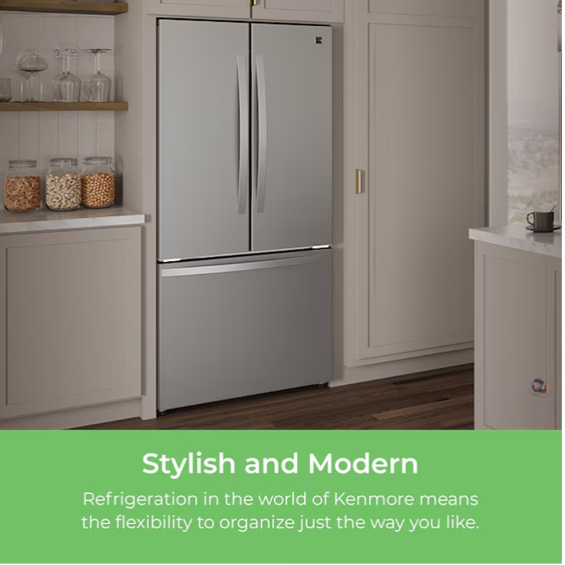 Counter-Depth 17.5 Cu. Ft. French Door Refrigerator – Spacious 3-Door Design with Ice Maker