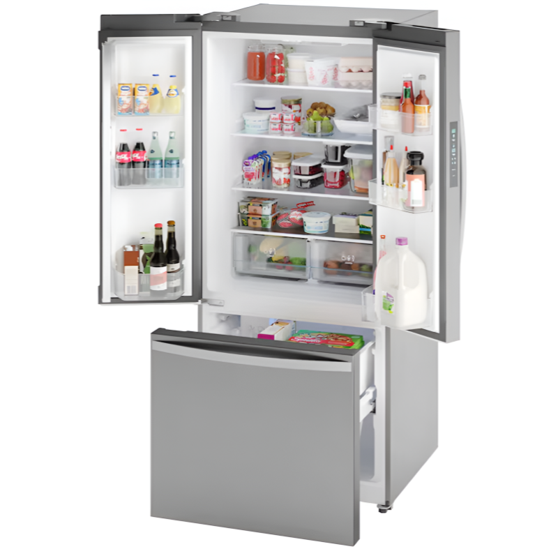 Counter-Depth 17.5 Cu. Ft. French Door Refrigerator – Spacious 3-Door Design with Ice Maker