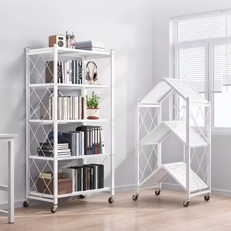 Foldable No-Installation Kitchen Shelves – Space-Saving Storage Solution
