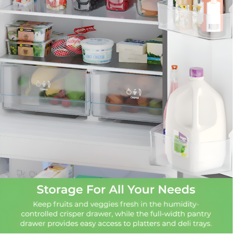 Counter-Depth 17.5 Cu. Ft. French Door Refrigerator – Spacious 3-Door Design with Ice Maker