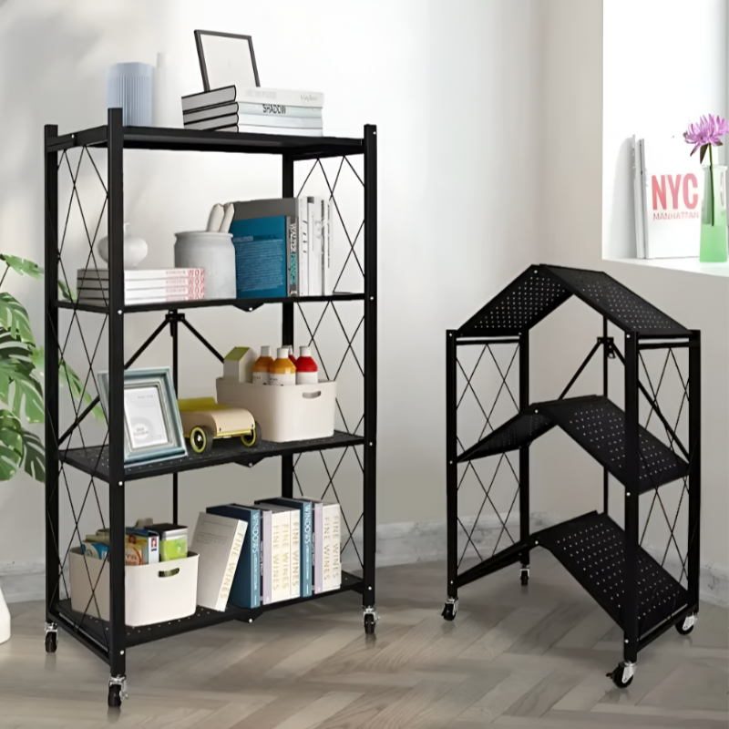 Foldable No-Installation Kitchen Shelves – Space-Saving Storage Solution
