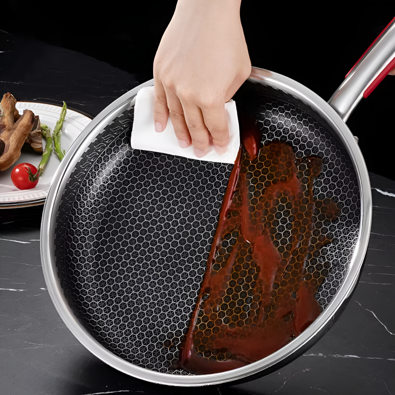 Stainless Steel Non-Stick Frying Pan – Honeycomb Design for Induction & Gas Stoves