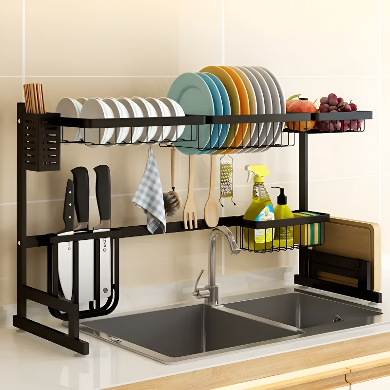 Stainless Steel Dish Drying Rack – Space-Saving Kitchen Sink Organizer