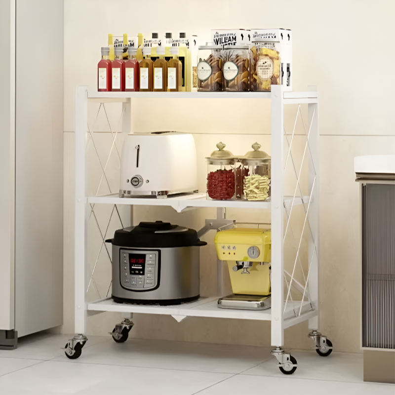 Foldable No-Installation Kitchen Shelves – Space-Saving Storage Solution