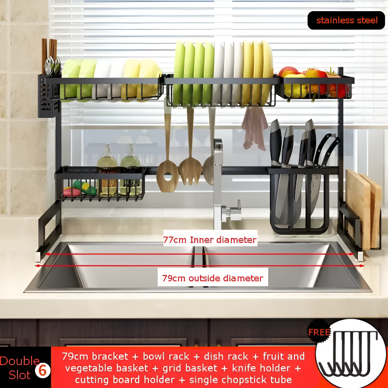 Stainless Steel Dish Drying Rack – Space-Saving Kitchen Sink Organizer