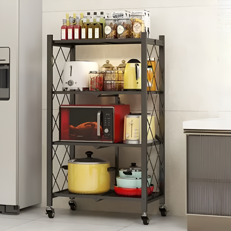 Foldable No-Installation Kitchen Shelves – Space-Saving Storage Solution