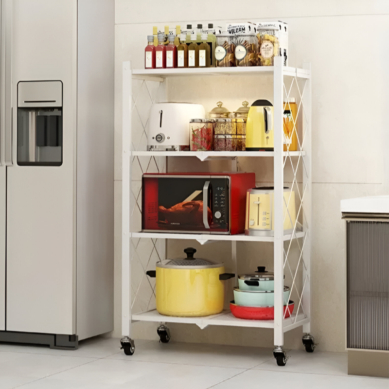 Foldable No-Installation Kitchen Shelves – Space-Saving Storage Solution