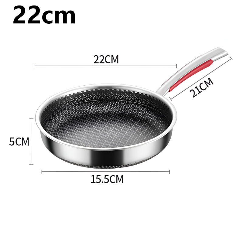 Stainless Steel Non-Stick Frying Pan – Honeycomb Design for Induction & Gas Stoves